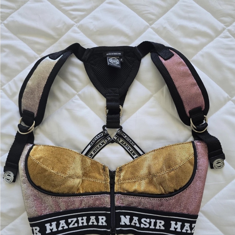 Nasir Mazhar runway metallic harness crop top street-style rave-wear Size xs